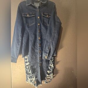 Distressed Denim Button-Up Dress